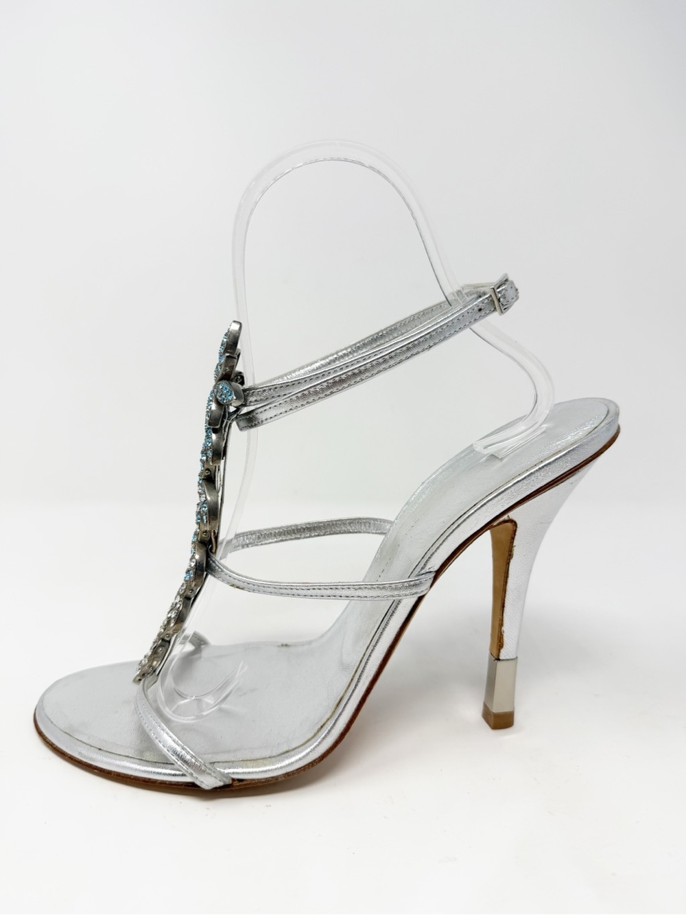 Giuseppe Zanotti Crystal Embellished Strappy Sandal Heels Womens Size EU 38 - Picture 7 of 9